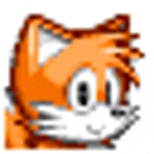 a pixel art drawing of a cat 's face with a white background .