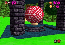 a screenshot of a video game with a red mushroom and the number 100 on the top