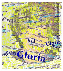 the word gloria that is on a white background