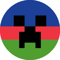 a blue red and green circle with a black square in the middle