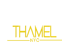 a logo for thamel nyc is displayed on a white background