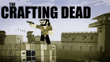 a man is holding a gun in a minecraft video game .