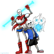 a drawing of papyrus and sans from undertale by laytons6al