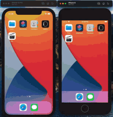 an iphone 12 pro and an iphone 8 are shown