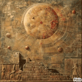 a painting of a pyramid with the words pixiz on it