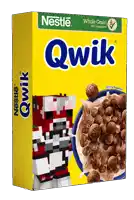 a box of nestle qwik cereal with a minecraft character on it