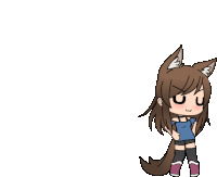 a cartoon of a girl with wolf ears and a tail