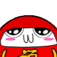 a close up of a cartoon character wearing a red hat and a hood .