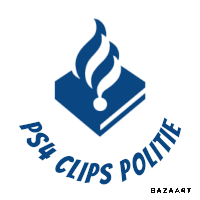 a logo for ps4 clips politie with a book and a flame