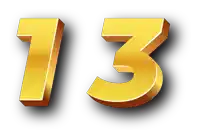 the number 13 is displayed in gold letters