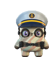 a cartoon character with a captain 's hat and goggles