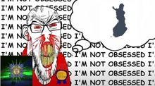 a cartoon of a man with blood coming out of his mouth and the words i 'm not obsessed i '