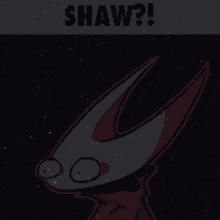 a pixel art drawing of a rabbit with the words shaw written above it