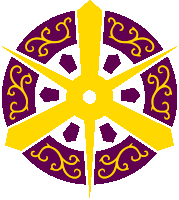 a purple and yellow circle with a yellow center