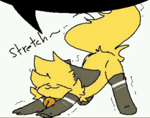 a cartoon drawing of a cat stretching with the word stretch written on the bottom