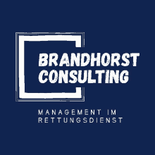 a logo for brandhorst consulting management im rettungsdienst on a dark blue background