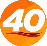 an orange circle with the number 40 in white