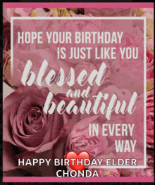 a happy birthday elder chonda card with pink flowers