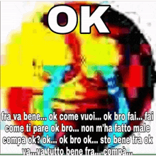 a colorful image of a man with the word ok on it