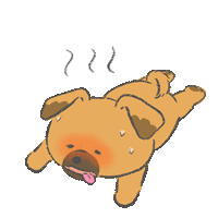 a cartoon dog laying on its back with its tongue out