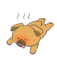 a cartoon dog laying on its back with its tongue out