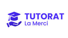 a logo for tutorat la merci shows a hand holding a graduation cap