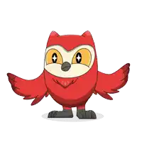 a red owl with a star on its face is surrounded by colorful confetti