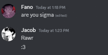 a screenshot of a discord conversation between fano and jacob