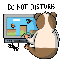 a cartoon of a hamster playing a video game with the words " do not disturb " above it