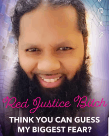 a man with a beard is on a poster that says red justice bitch