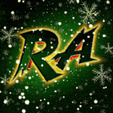 the letter r is surrounded by snowflakes and lights