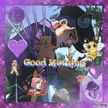 a collage of images with the words " good morning " on the bottom