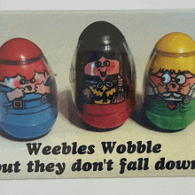 a sign that says weebles wobble but they don t fall down