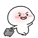 a cartoon character is carrying a suitcase and making a funny face .