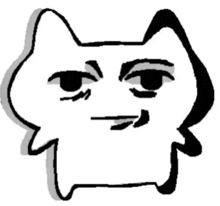 a black and white drawing of a cat 's face with an angry expression .