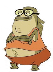 a cartoon character from spongebob squarepants wearing glasses and a shirt .