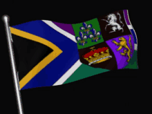 a colorful flag with a crown on it