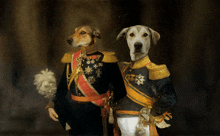 a painting of two dogs dressed as kings