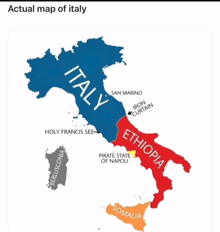 a map showing the actual map of italy including ethiopia and somalia