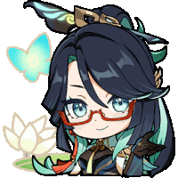 a cartoon drawing of a girl with glasses and a butterfly