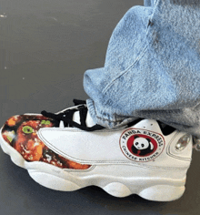 a person wears a pair of panda express chinese kitchen sneakers