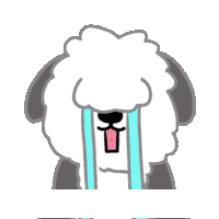 a cartoon drawing of a sheep with tears running down its face