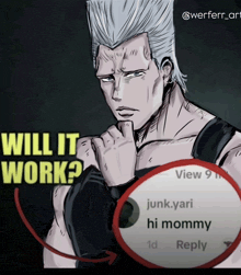 a drawing of a man with the words " will it work " on it