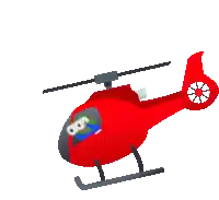 a red helicopter with a white star on the tail is flying