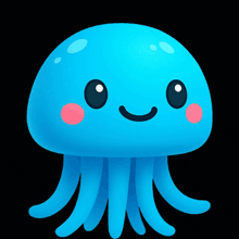 a blue jellyfish wearing sunglasses with the words " able dilb " written below it