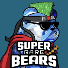 a cartoon of a bear with a mohawk and the words super rare bears on the bottom