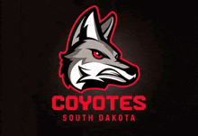 a logo for the coyotes south dakota shows a fox with red eyes