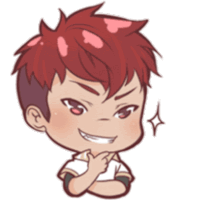 a cartoon of a boy with red hair and a white shirt