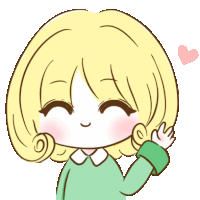 a drawing of a girl with blonde hair and a green sweater