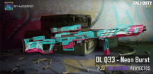 a call of duty mobile advertisement with a neon burst rifle